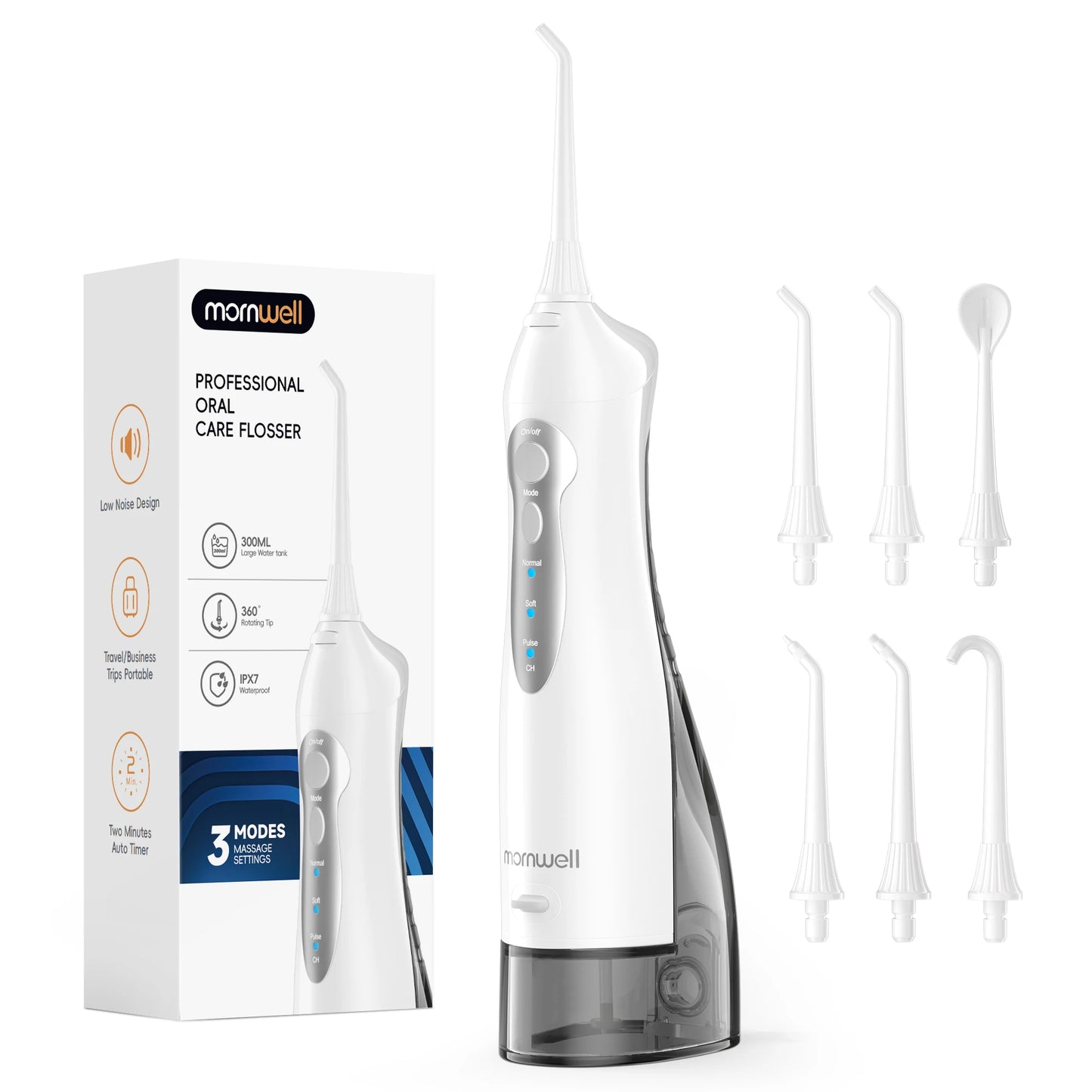 D52 Portable Cordless Water Flosser USB Rechargeable Water Jet Floss Tooth Pick 4 Jet Tip 300Ml 3 Modes Teeth Clean for Travel