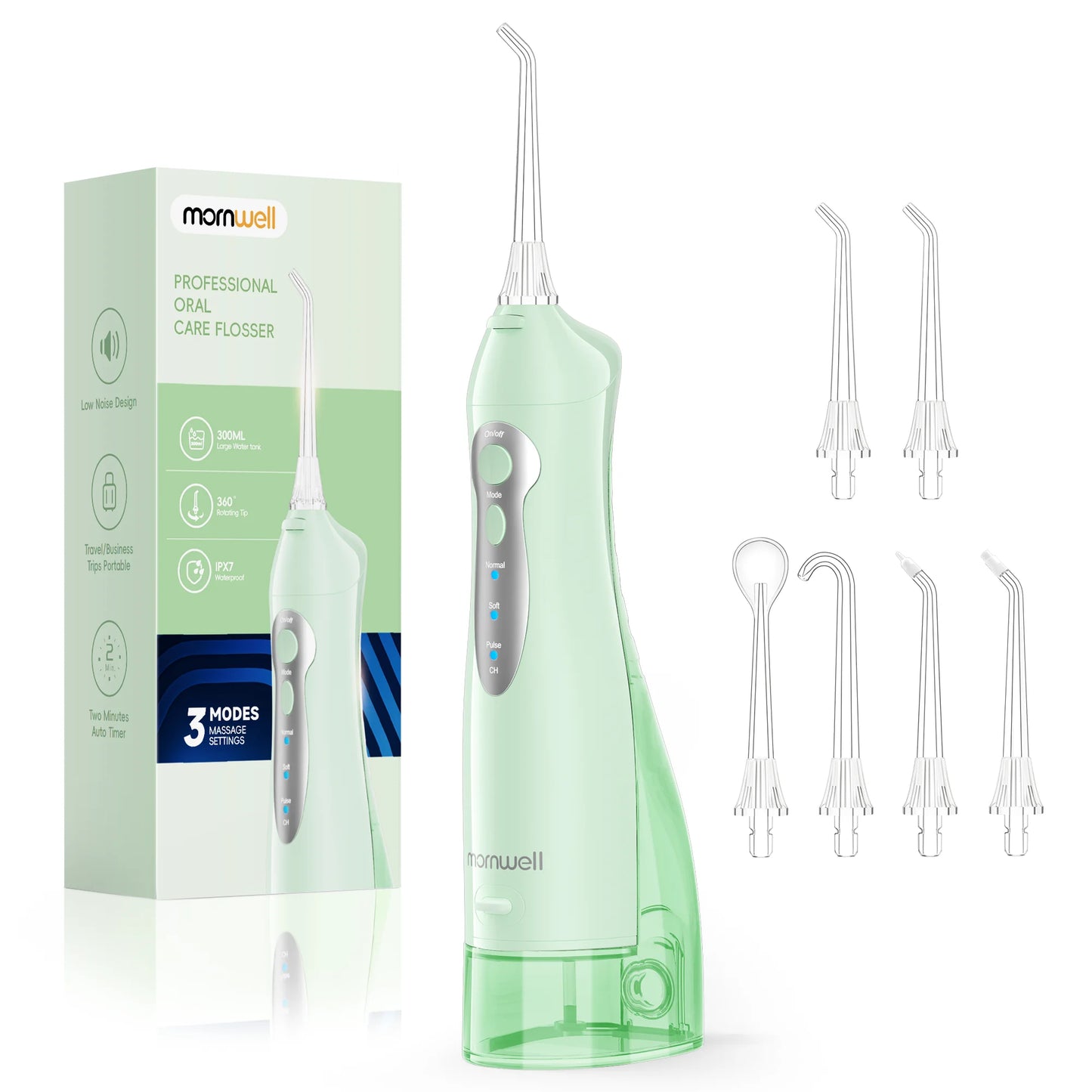 D52 Portable Cordless Water Flosser USB Rechargeable Water Jet Floss Tooth Pick 4 Jet Tip 300Ml 3 Modes Teeth Clean for Travel